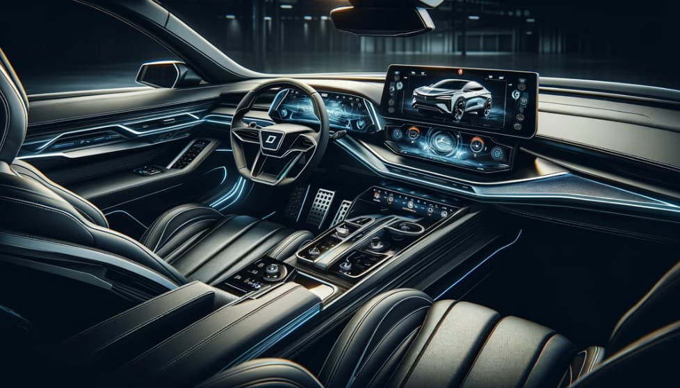 Modern car interior design featuring a sleek dashboard
