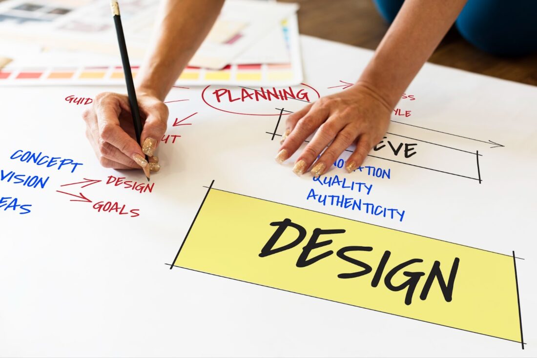 Close up of woman creating design concept