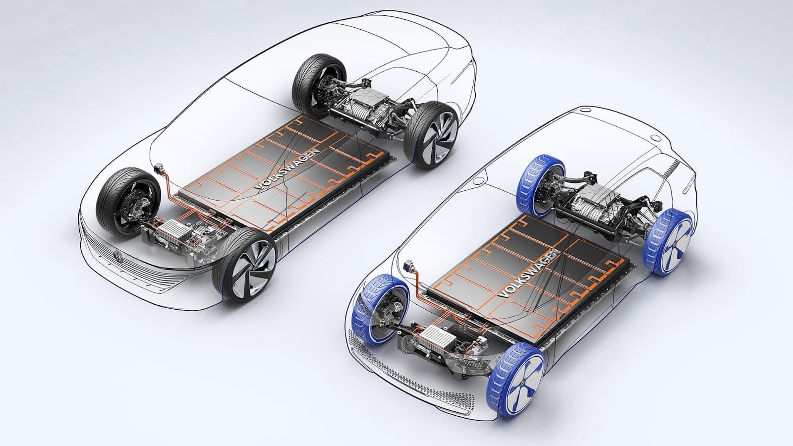 Two car models with batteries