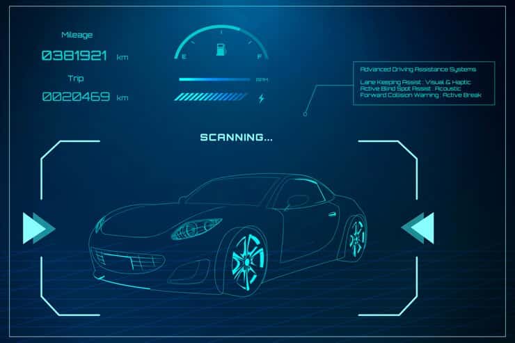 llustration of Blue Sedan Automotive Design